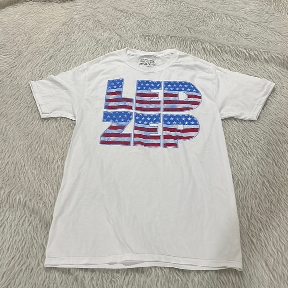 Led Zeppelin white American flag t shirt size small - Picture 1 of 4